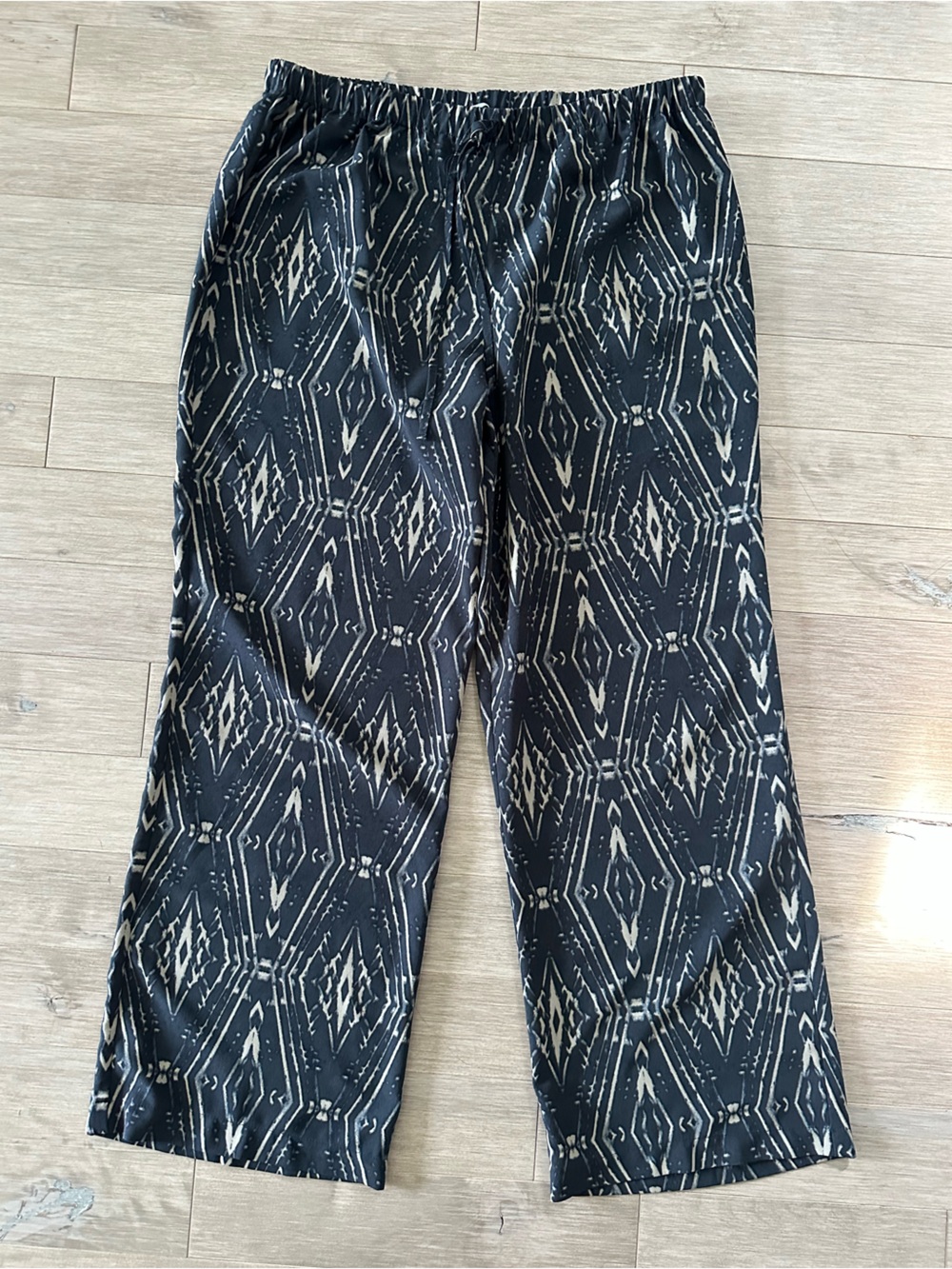 Lauren Vidal‎ Lightweight Blue Aztec Print Wide Leg Pants Size Large